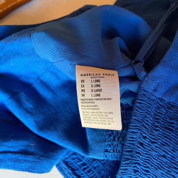 American Eagle AE | Cobalt Blue Asymmetric Button Front Dress - Picture 7 of 7